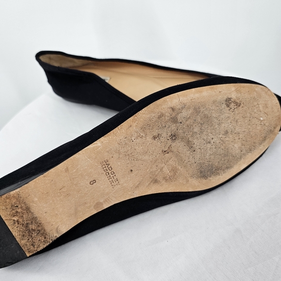 Badgley Mischka Pippa Crystal Flats Size 8 Black Satin - Picture 6 of 6